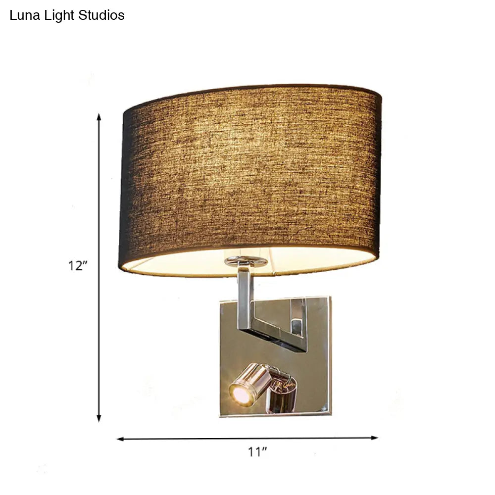 DecorBites™ Contemporary Black Wall Mount Sconce with Adjustable Spotlight - Elliptical Fabric Light Fixture - 1 Light
