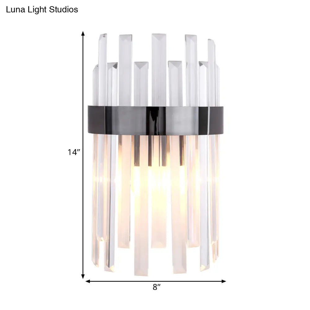 DecorBites™ Contemporary Black Wall Sconce with Icicle Crystal for Dining Room Lighting