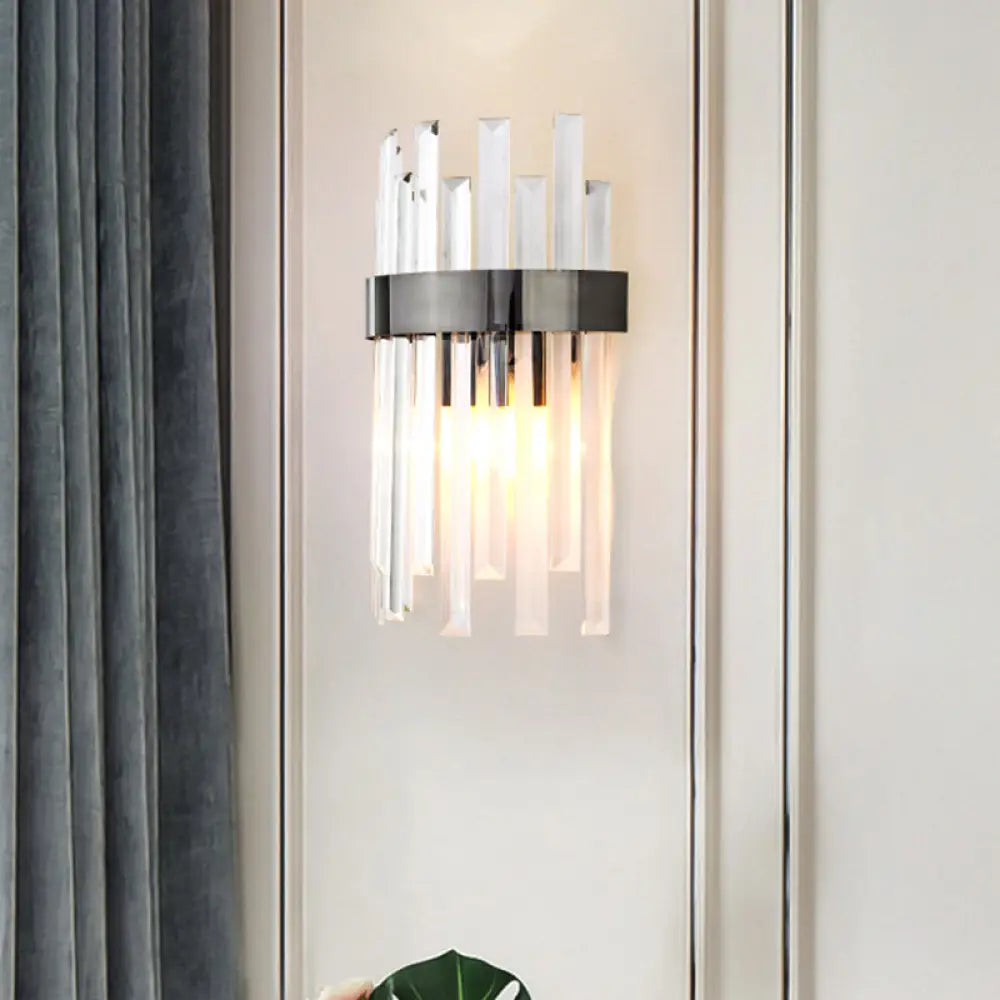 DecorBites™ Contemporary Black Wall Sconce with Icicle Crystal for Dining Room Lighting