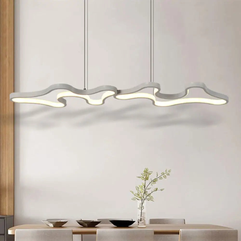 DecorBites™ Contemporary Black/White LED Pendant Island Light with Cloud-Like Metal Frame