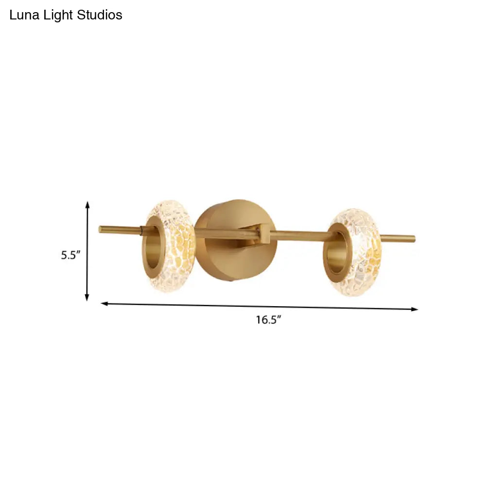 DecorBites™ Contemporary Brass Double Oval Wall Light with LED Mount - Crystal Design