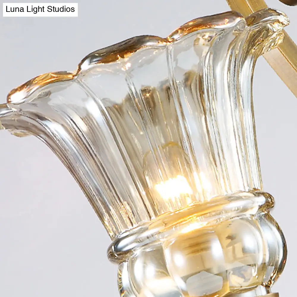 DecorBites™ Contemporary Brass Wall Mount Light with Crystal Drop - Flower Bedroom Sconce