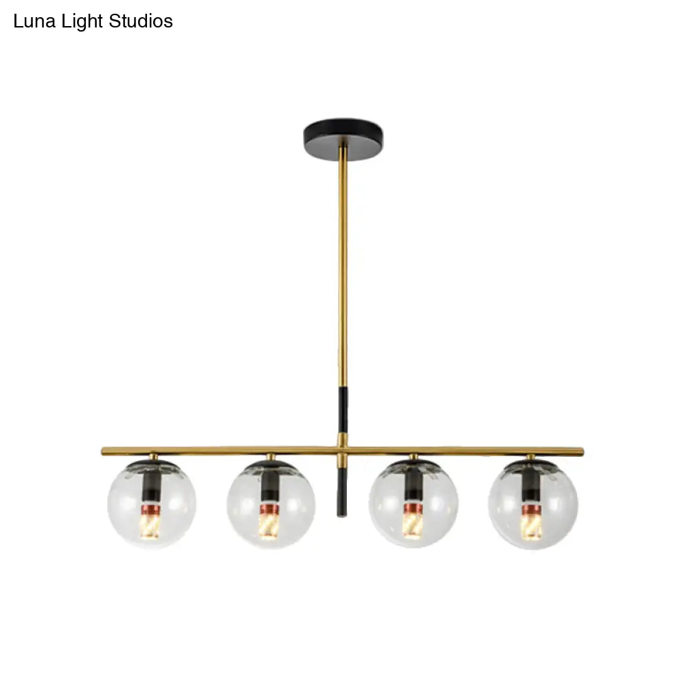 DecorBites™ Contemporary Clear Glass Ball Pendant Light with 4 Bulbs - Black and Gold