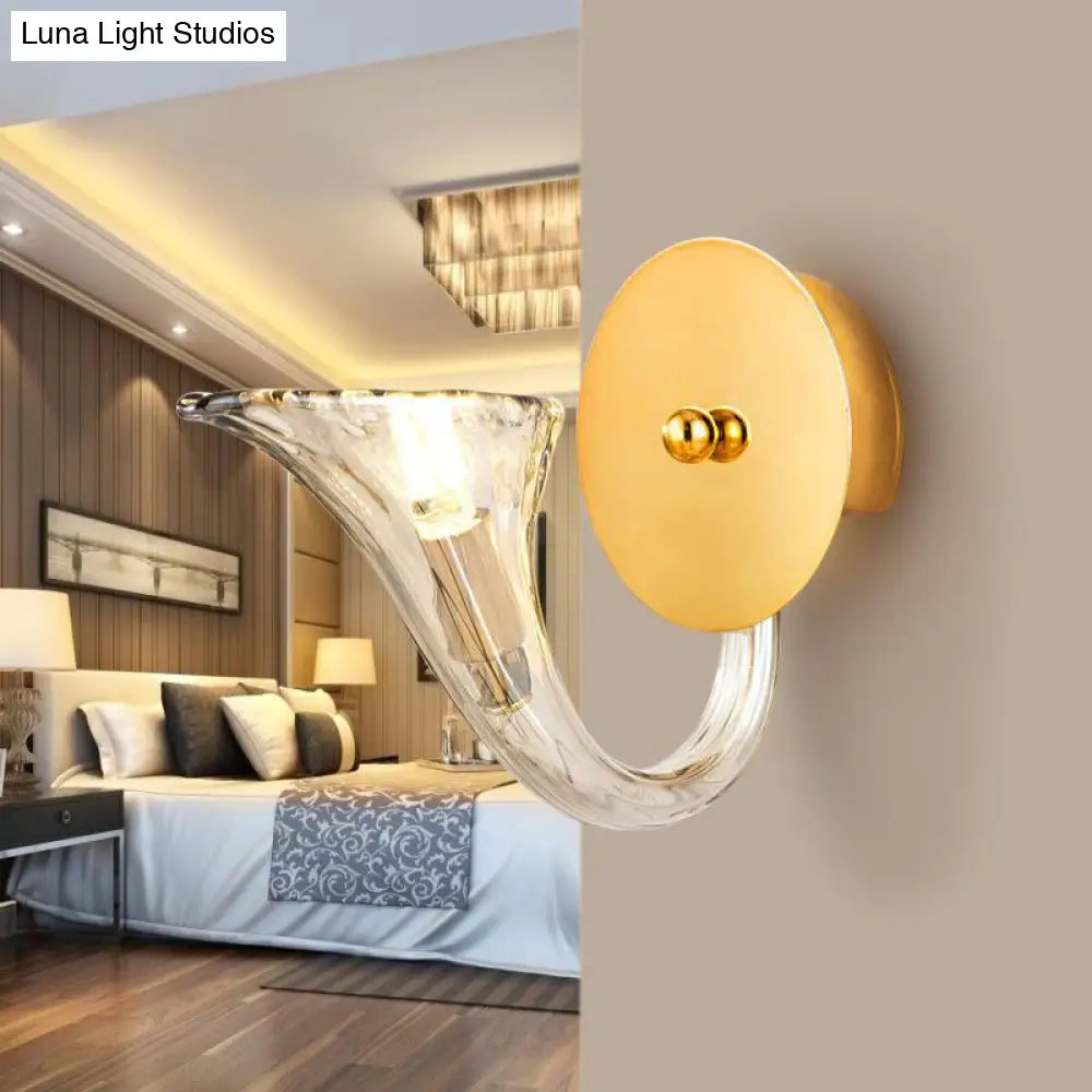 DecorBites™ Contemporary Clear Glass Sconce in Gold for Corridor
