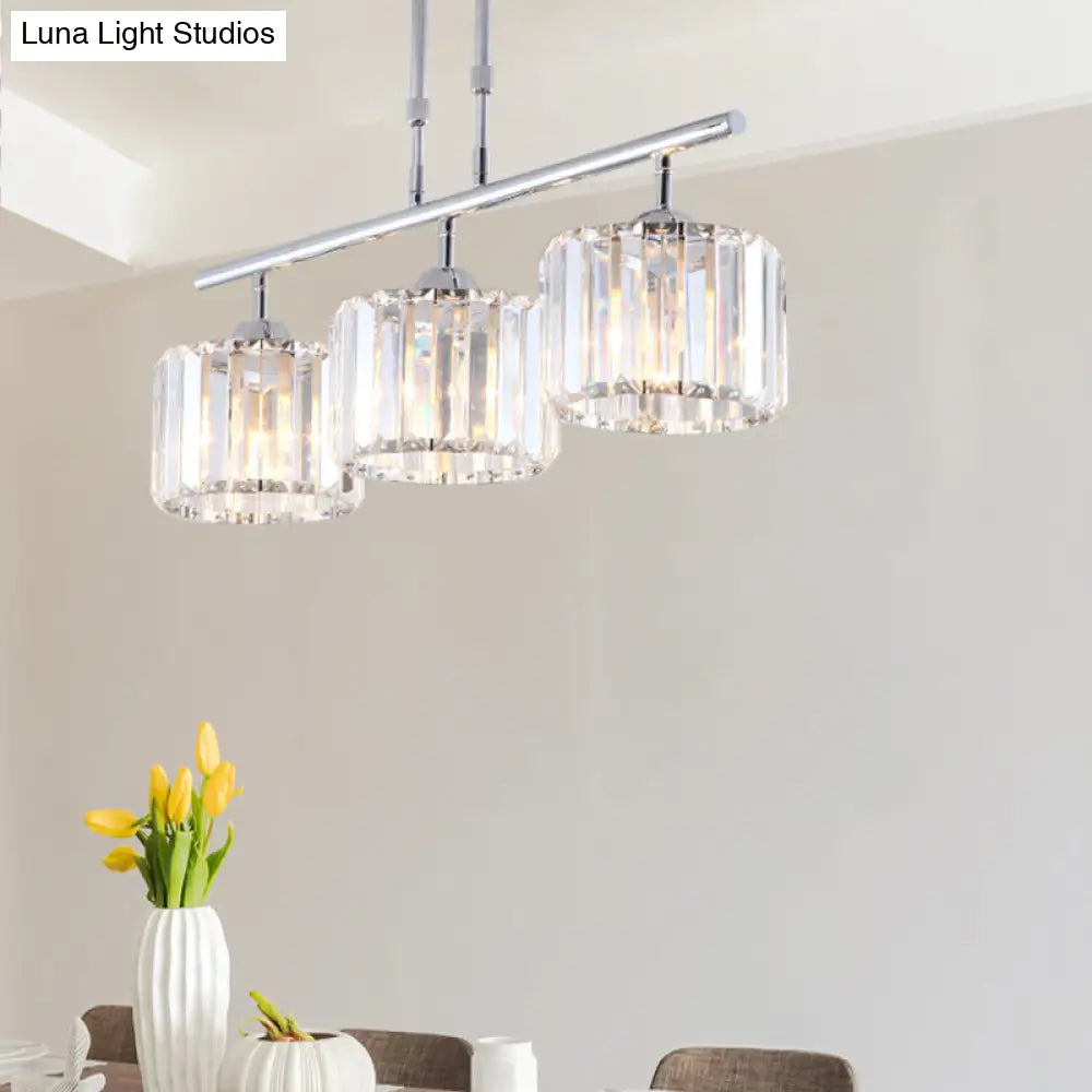 DecorBites™ Contemporary Crystal Chrome Drum Chandelier Light with 3/4 Pendant Bulbs - Perfect for Bedroom