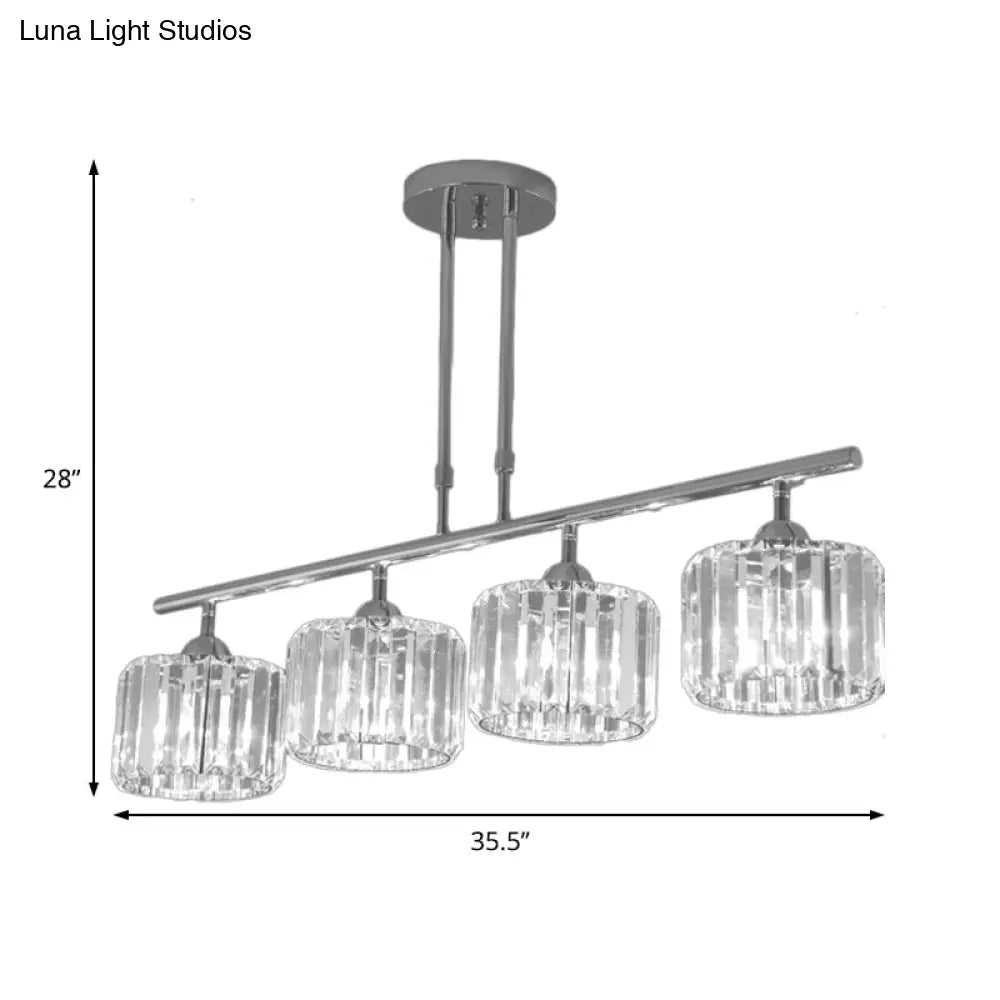 DecorBites™ Contemporary Crystal Chrome Drum Chandelier Light with 3/4 Pendant Bulbs - Perfect for Bedroom