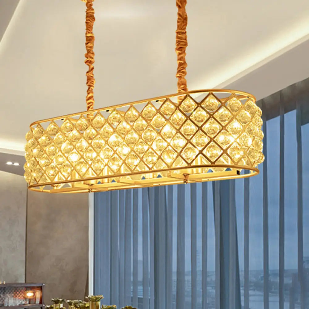 DecorBites™ Contemporary Crystal Island Pendant - 8-Light Gold Suspension Lamp for Restaurants