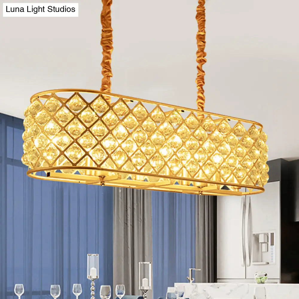 DecorBites™ Contemporary Crystal Island Pendant - 8-Light Gold Suspension Lamp for Restaurants