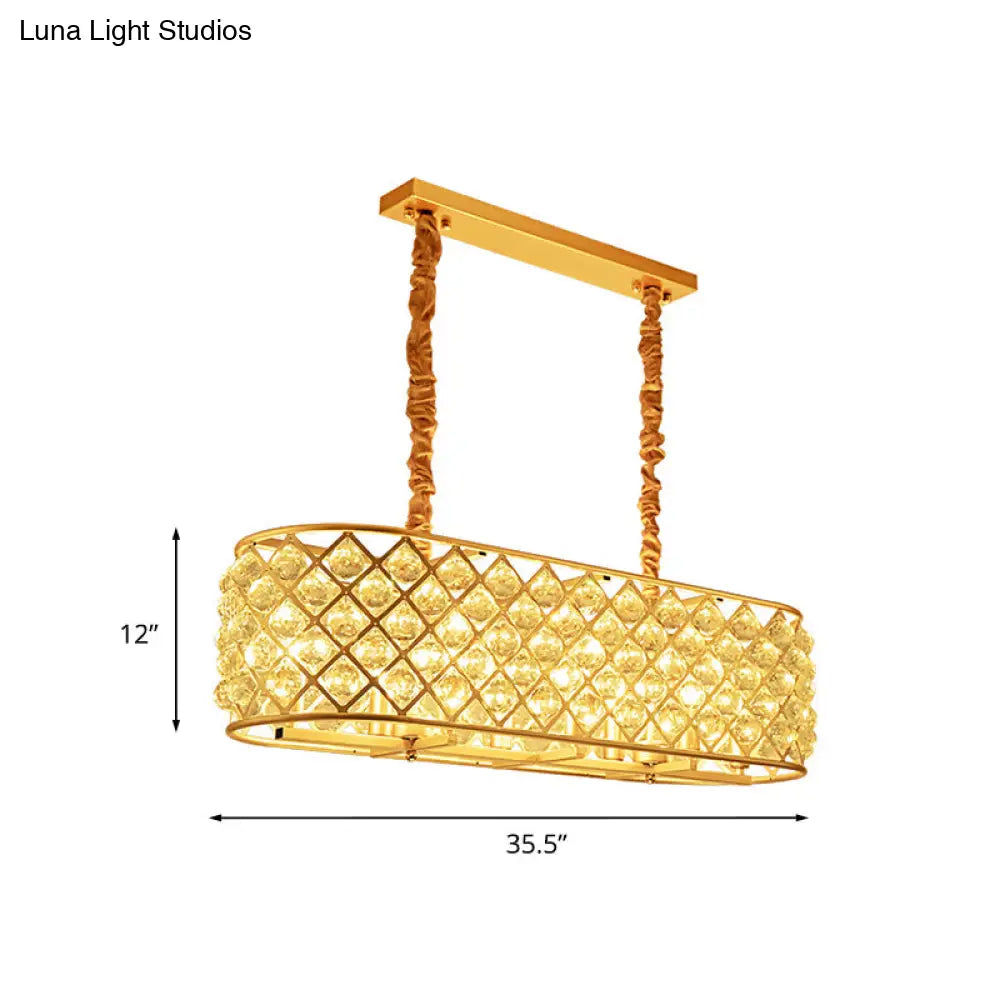 DecorBites™ Contemporary Crystal Island Pendant - 8-Light Gold Suspension Lamp for Restaurants