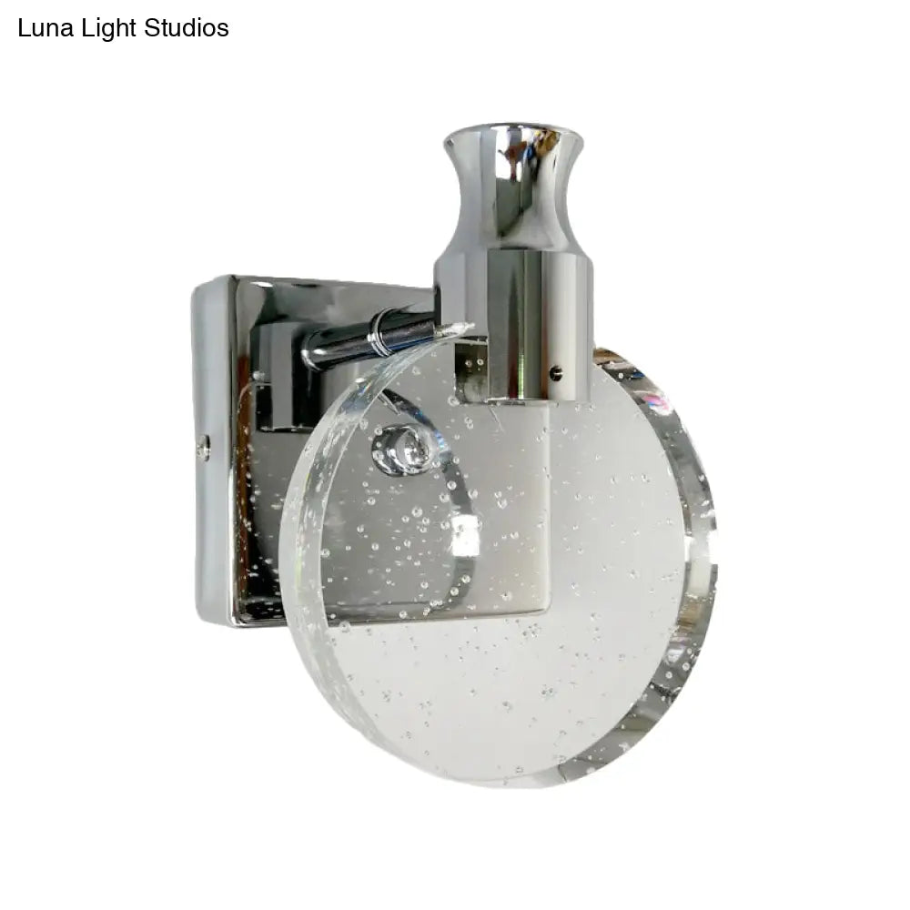 DecorBites™ Contemporary Crystal LED Circle Wall Sconce Light for Living Room - Silver