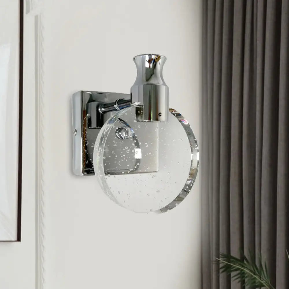 DecorBites™ Contemporary Crystal LED Circle Wall Sconce Light for Living Room - Silver