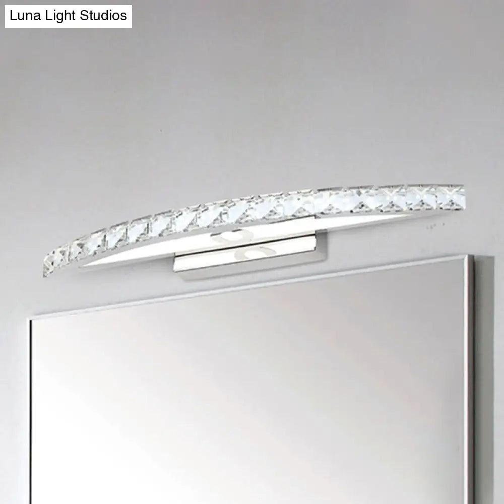 DecorBites™ Contemporary Crystal Silver Wall Sconce Light - Bow Shaped Vanity Lighting for Bathroom - Warm/White Light - 17"/21"/27.5" Wide