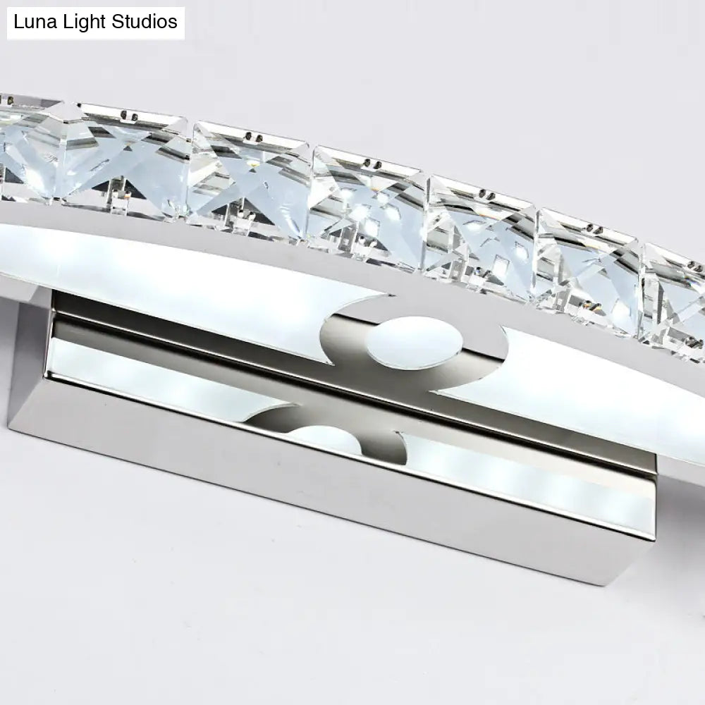 DecorBites™ Contemporary Crystal Silver Wall Sconce Light - Bow Shaped Vanity Lighting for Bathroom - Warm/White Light - 17"/21"/27.5" Wide