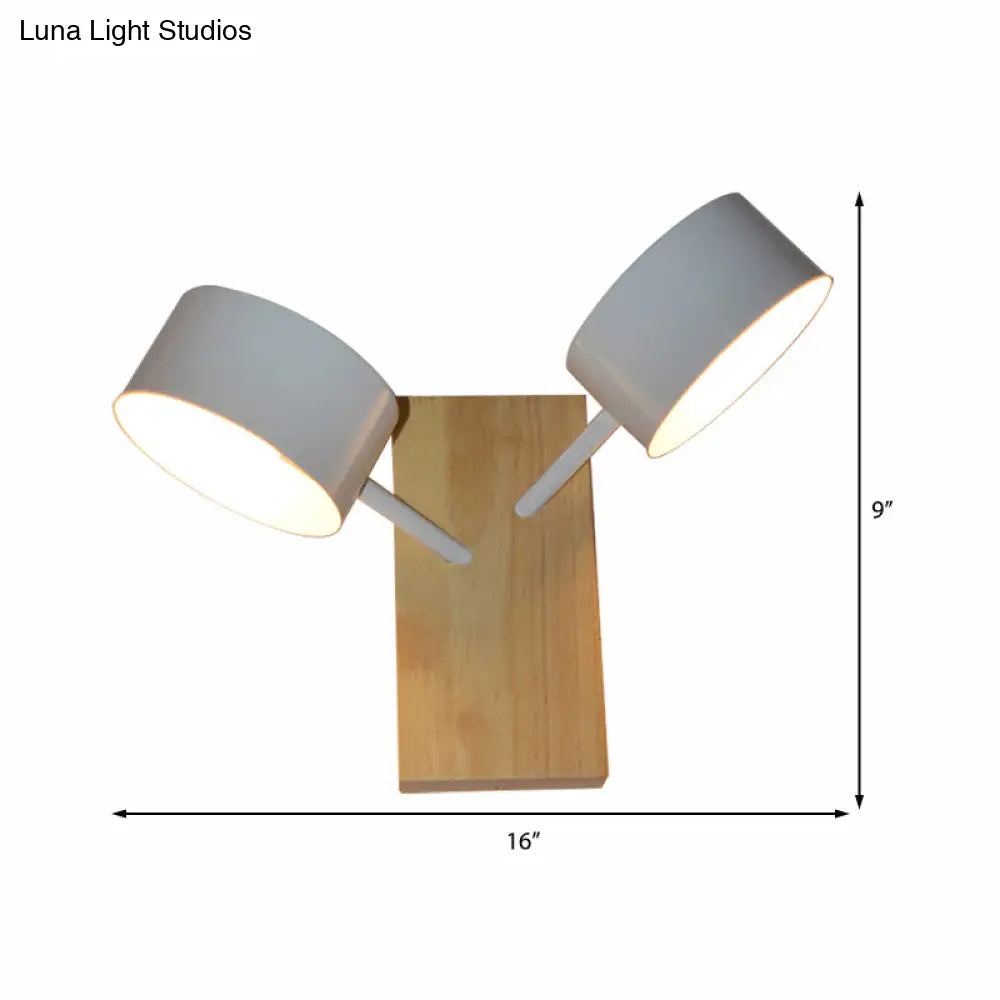 DecorBites™ Contemporary Double Drum Wall Mounted Light: Metal Fixture for Kitchen with 2 Bulbs, Black/White/Blue
