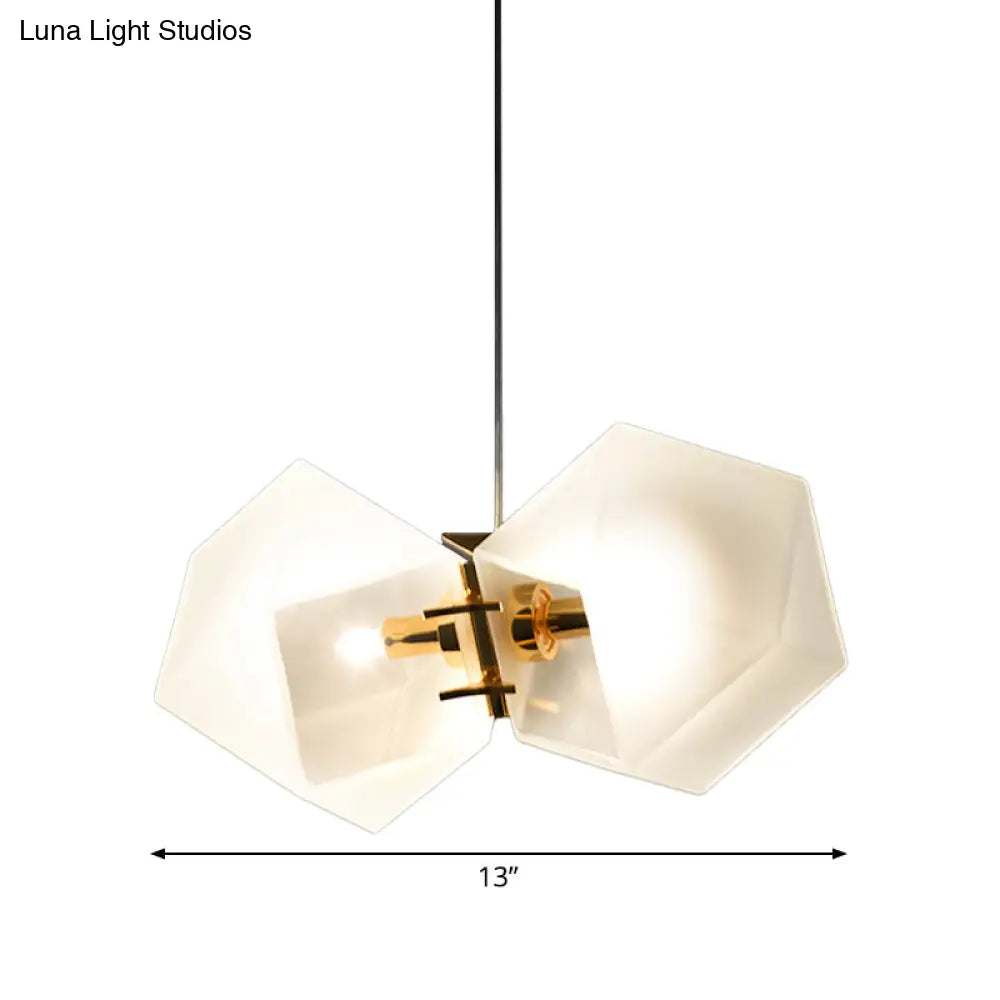 DecorBites™ Contemporary Frosted Glass Honeycomb Island Lamp with Brass Ceiling Hang - Modern 2/4/8-Light for Living Room