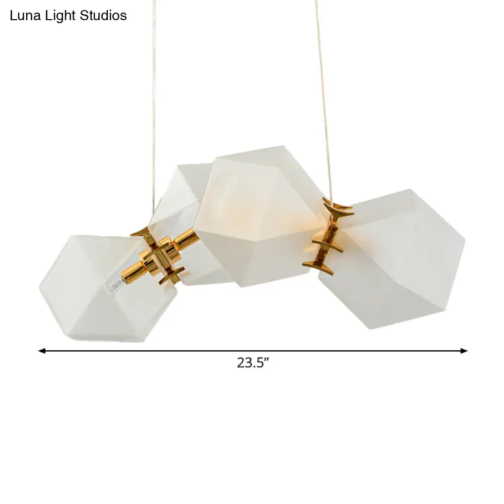 DecorBites™ Contemporary Frosted Glass Honeycomb Island Lamp with Brass Ceiling Hang - Modern 2/4/8-Light for Living Room