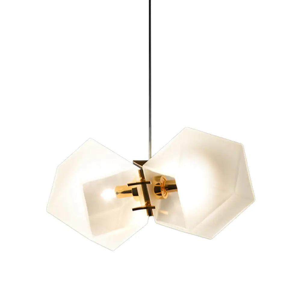 DecorBites™ Contemporary Frosted Glass Honeycomb Island Lamp with Brass Ceiling Hang - Modern 2/4/8-Light for Living Room