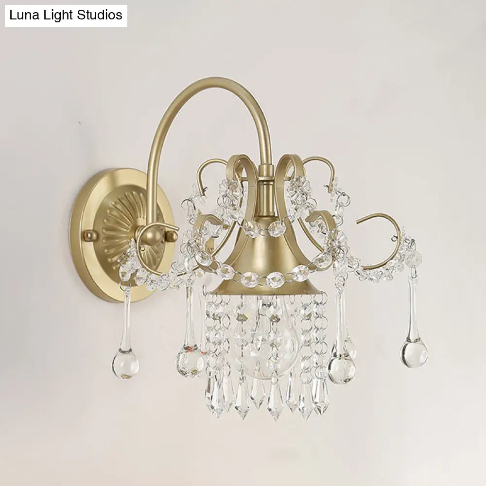 DecorBites™ Contemporary Geometric Crystal Gold Wall Sconce – Elegant 1-Head Wall Mount Light