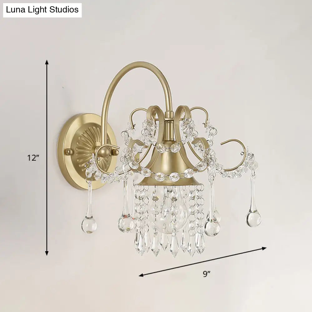 DecorBites™ Contemporary Geometric Crystal Gold Wall Sconce – Elegant 1-Head Wall Mount Light