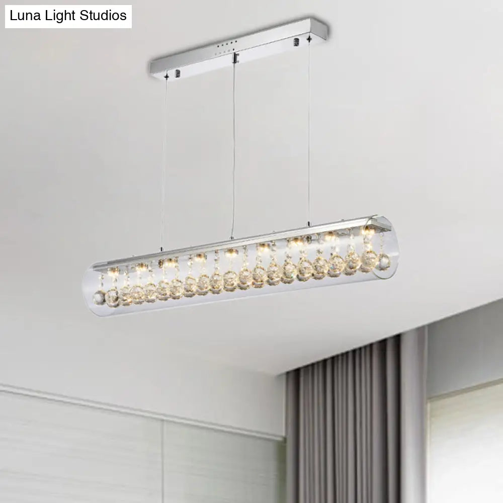 DecorBites™ Contemporary Glass Island Pendant Light with 5 Horizontal Cylinder Lights and Crystal Ball Accent