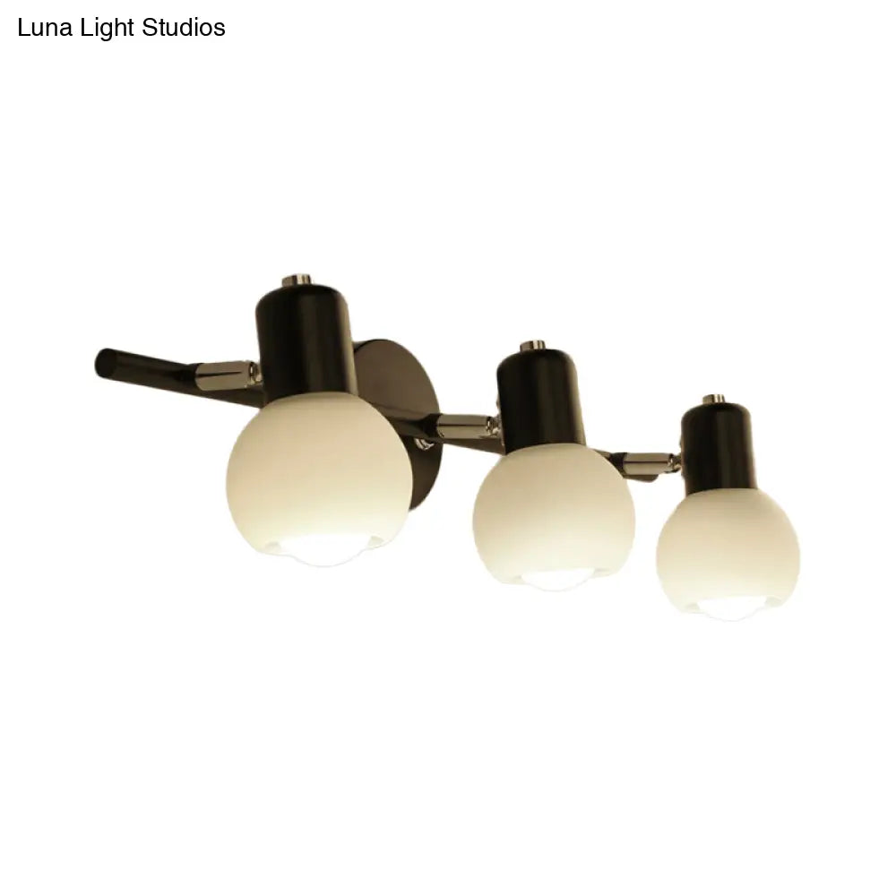 DecorBites™ Contemporary Globe Sconce Light with Metal and Milk Glass, 2/3 Lights, Wall Fixture in Black - Perfect for Living Room Vanity