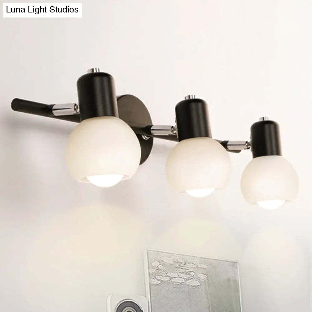 DecorBites™ Contemporary Globe Sconce Light with Metal and Milk Glass, 2/3 Lights, Wall Fixture in Black - Perfect for Living Room Vanity