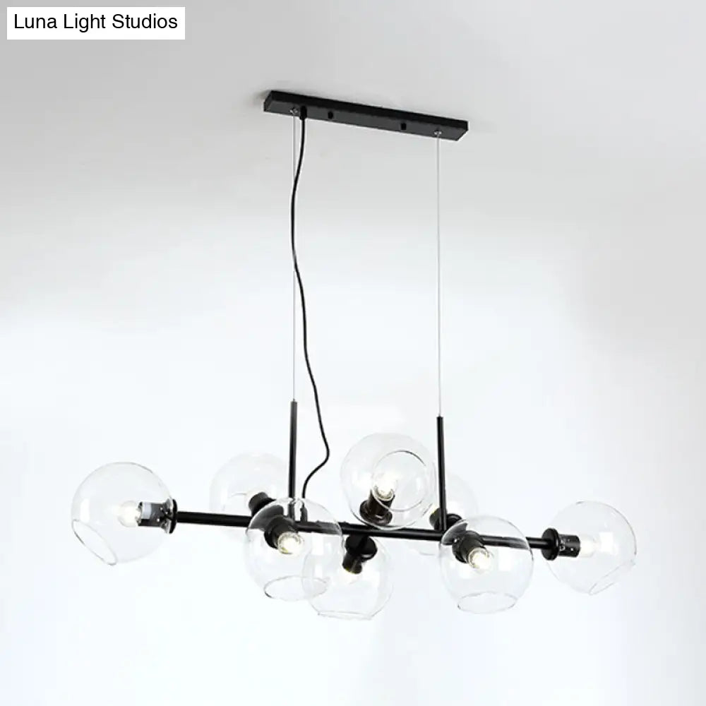DecorBites™ Contemporary Gold/Black Round Island Lighting with 8 Smoky Glass Heads - Linear Design