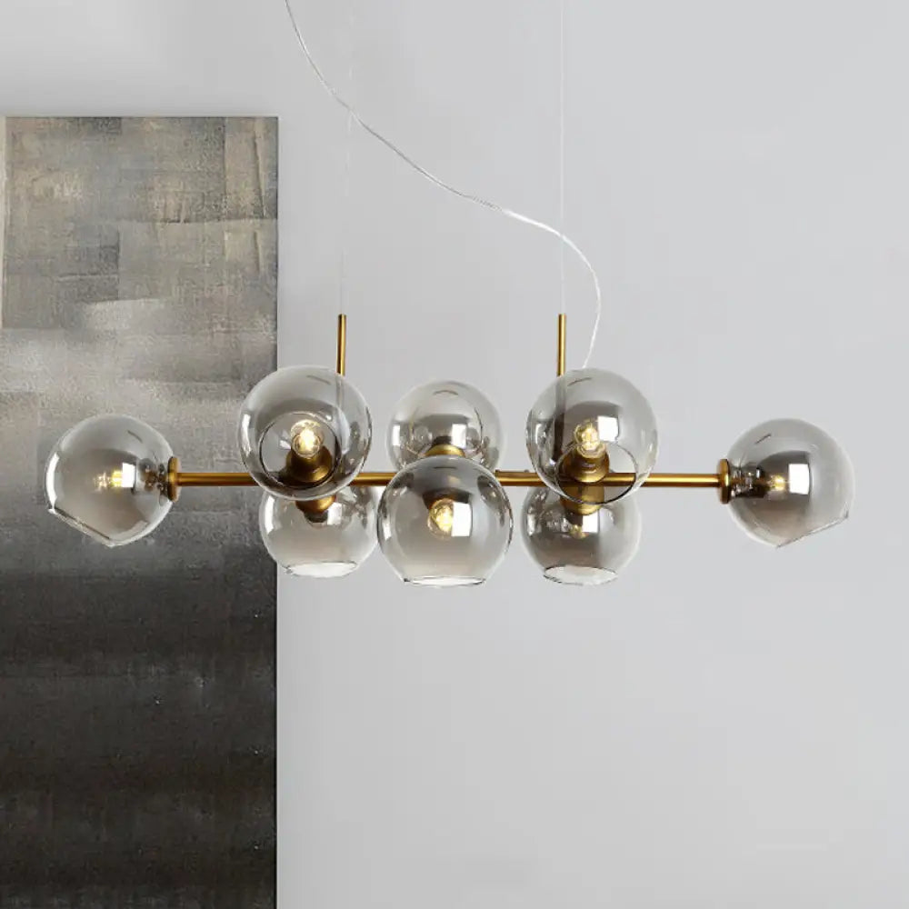 DecorBites™ Contemporary Gold/Black Round Island Lighting with 8 Smoky Glass Heads - Linear Design