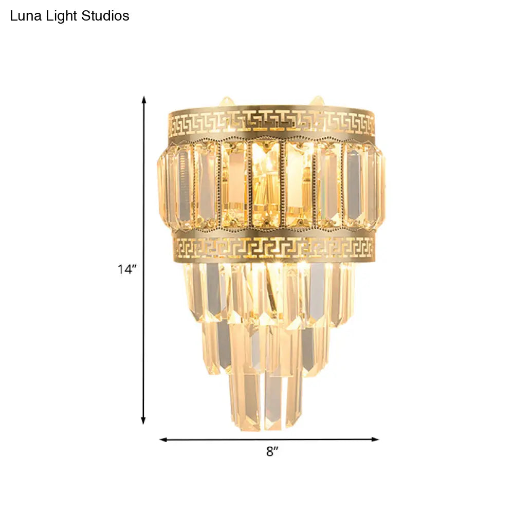 DecorBites™ Contemporary Gold Crystal 3-Head Bedroom Wall Sconce Light