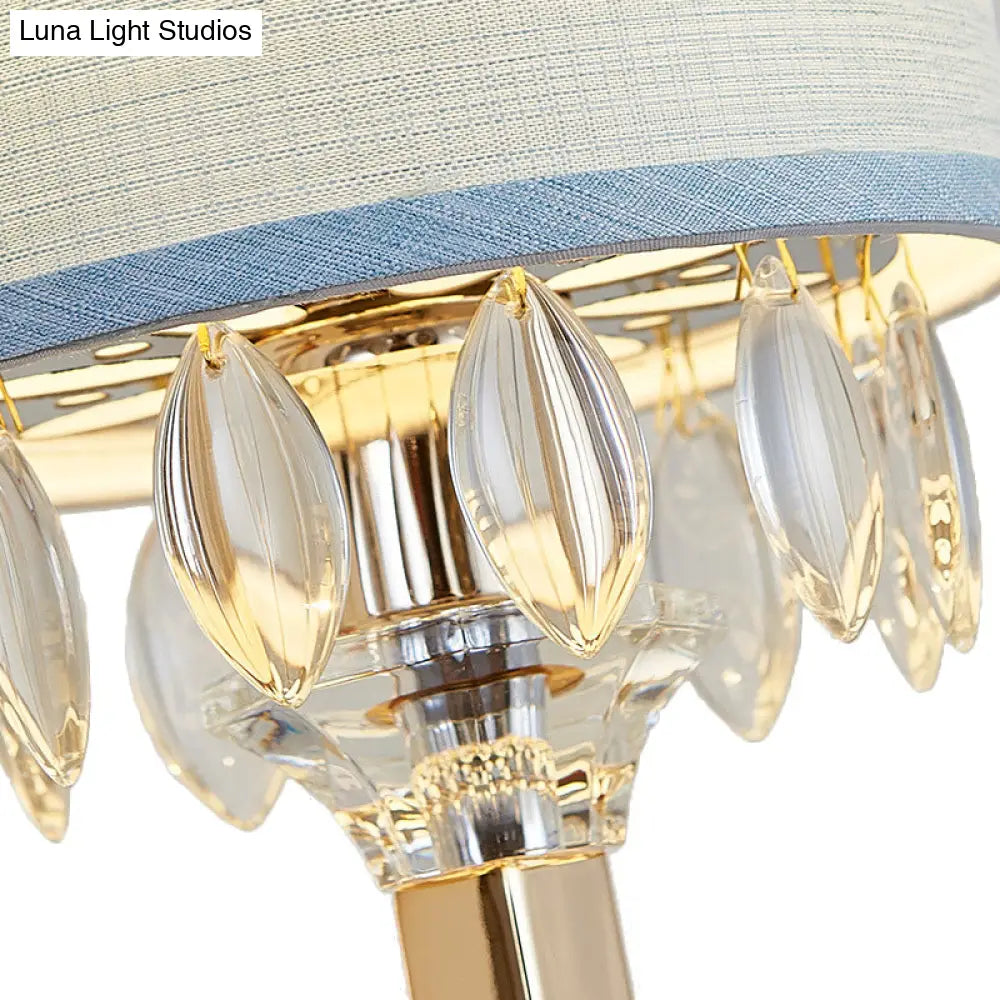 DecorBites™ Contemporary Gold Drum Fabric Shade Wall Sconce with Crystal Deco - 1 Bulb Wall Light
