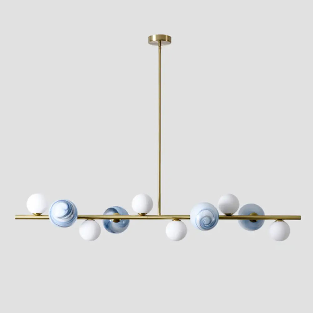 DecorBites™ Contemporary Gold Metal Island Pendant Light with Glass Sphere for Dining Table