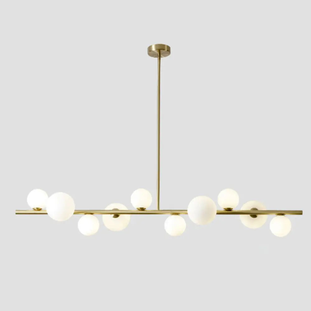 DecorBites™ Contemporary Gold Metal Island Pendant Light with Glass Sphere for Dining Table