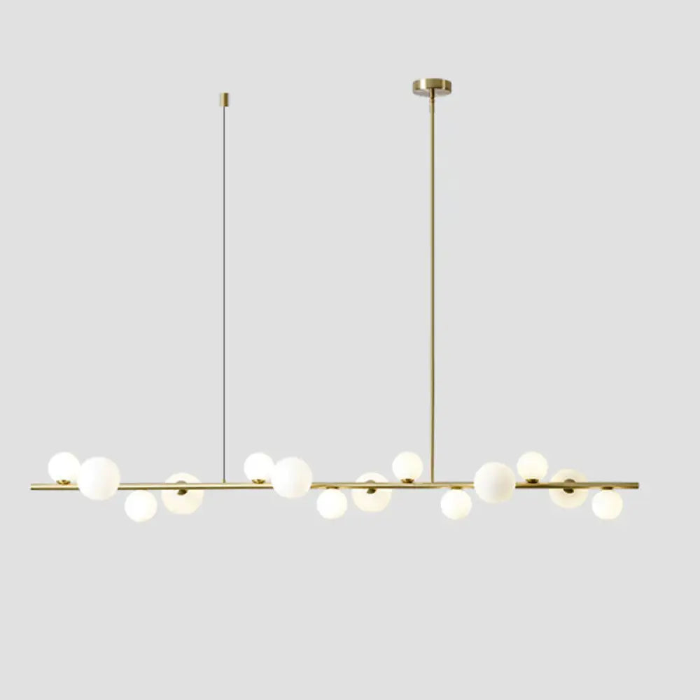 DecorBites™ Contemporary Gold Metal Island Pendant Light with Glass Sphere for Dining Table