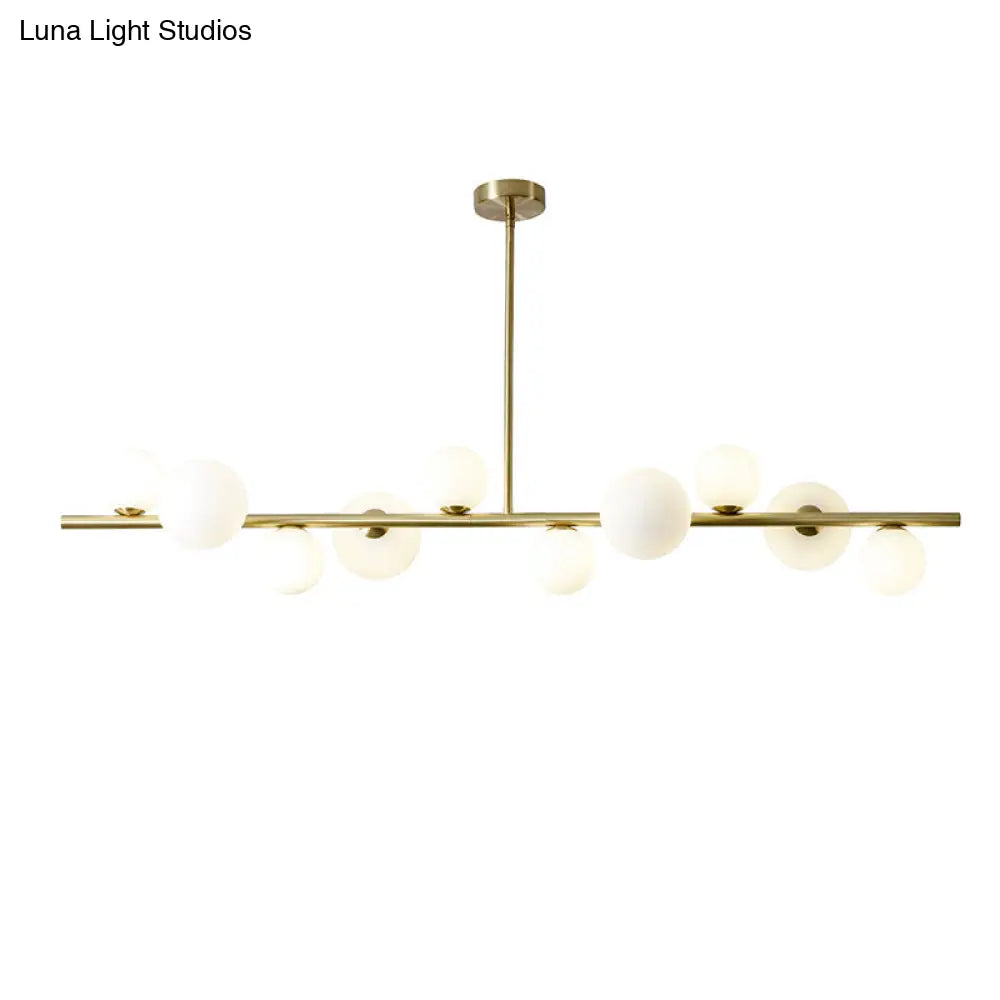 DecorBites™ Contemporary Gold Metal Island Pendant Light with Glass Sphere for Dining Table