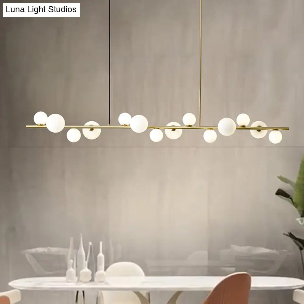 DecorBites™ Contemporary Gold Metal Island Pendant Light with Glass Sphere for Dining Table