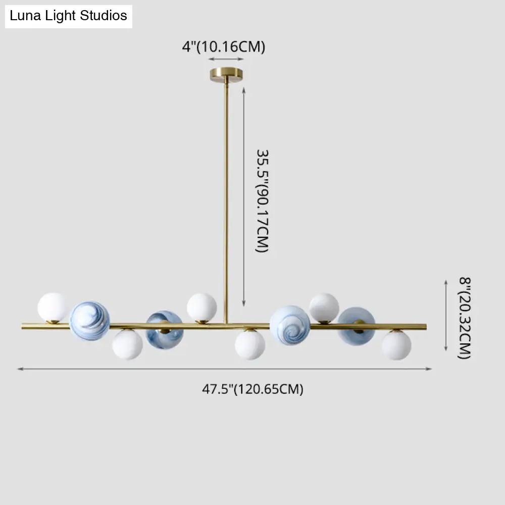 DecorBites™ Contemporary Gold Metal Island Pendant Light with Glass Sphere for Dining Table