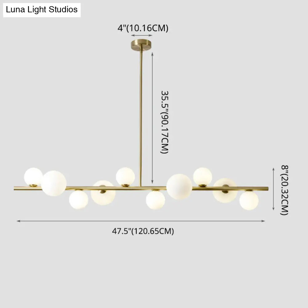 DecorBites™ Contemporary Gold Metal Island Pendant Light with Glass Sphere for Dining Table