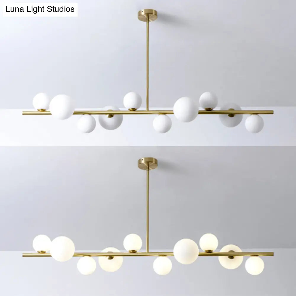 DecorBites™ Contemporary Gold Metal Island Pendant Light with Glass Sphere for Dining Table