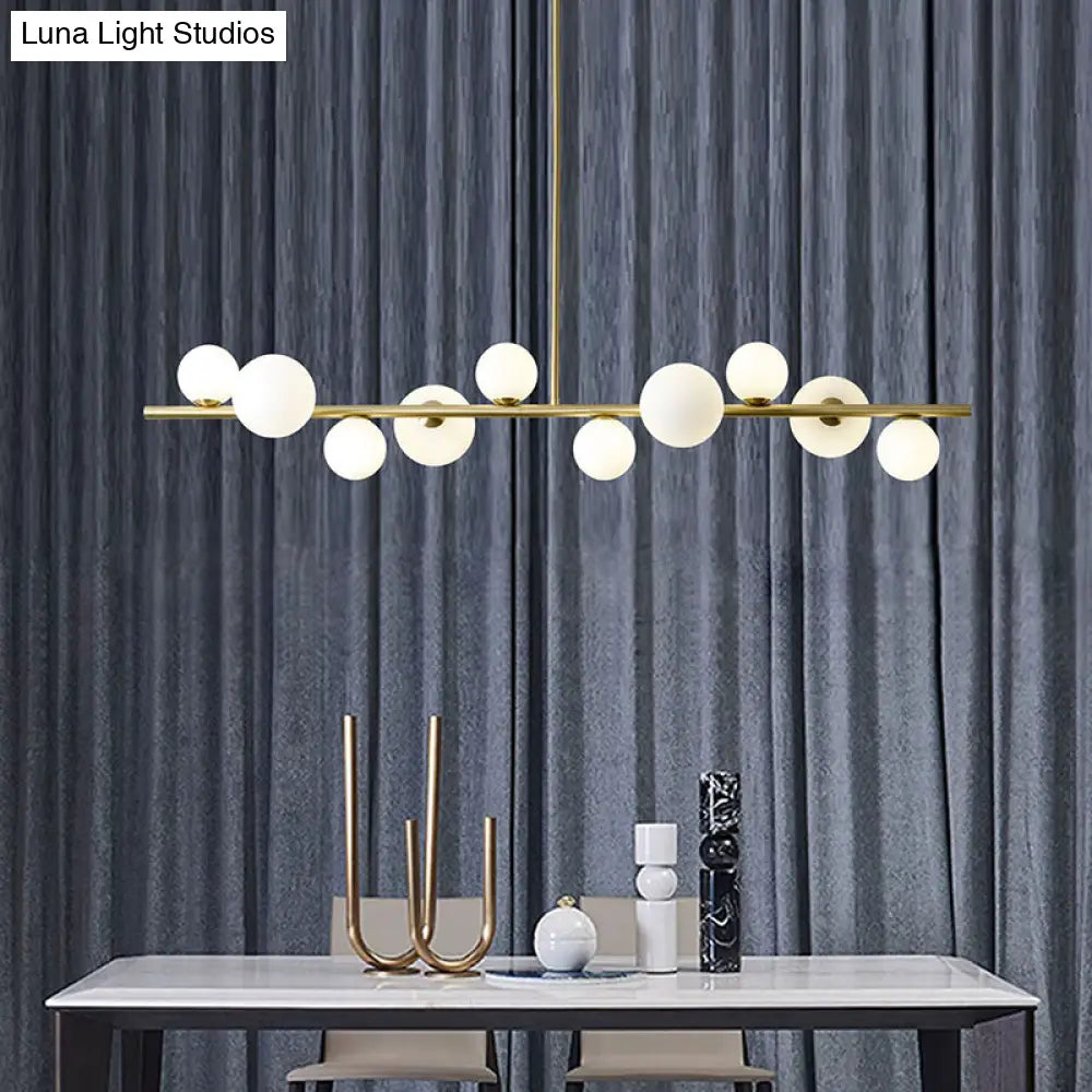 DecorBites™ Contemporary Gold Metal Island Pendant Light with Glass Sphere for Dining Table