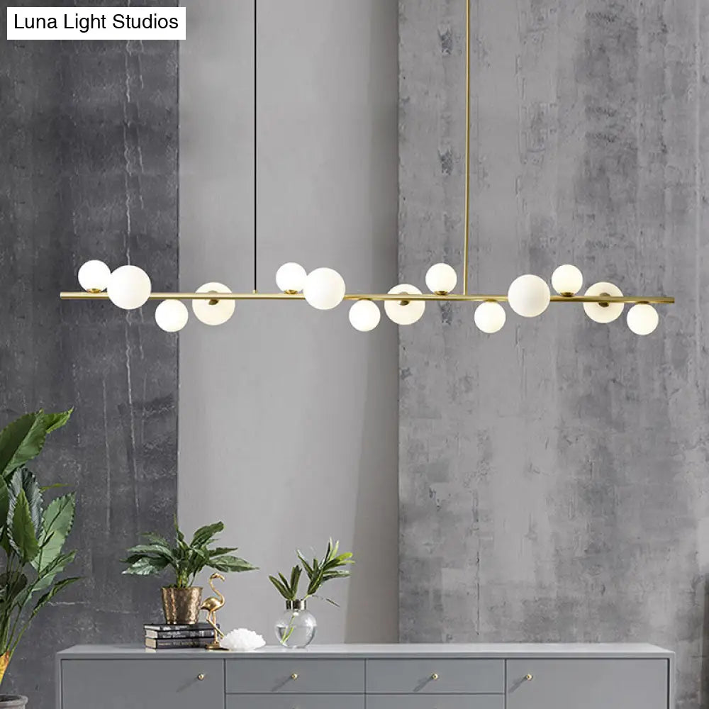 DecorBites™ Contemporary Gold Metal Island Pendant Light with Glass Sphere for Dining Table