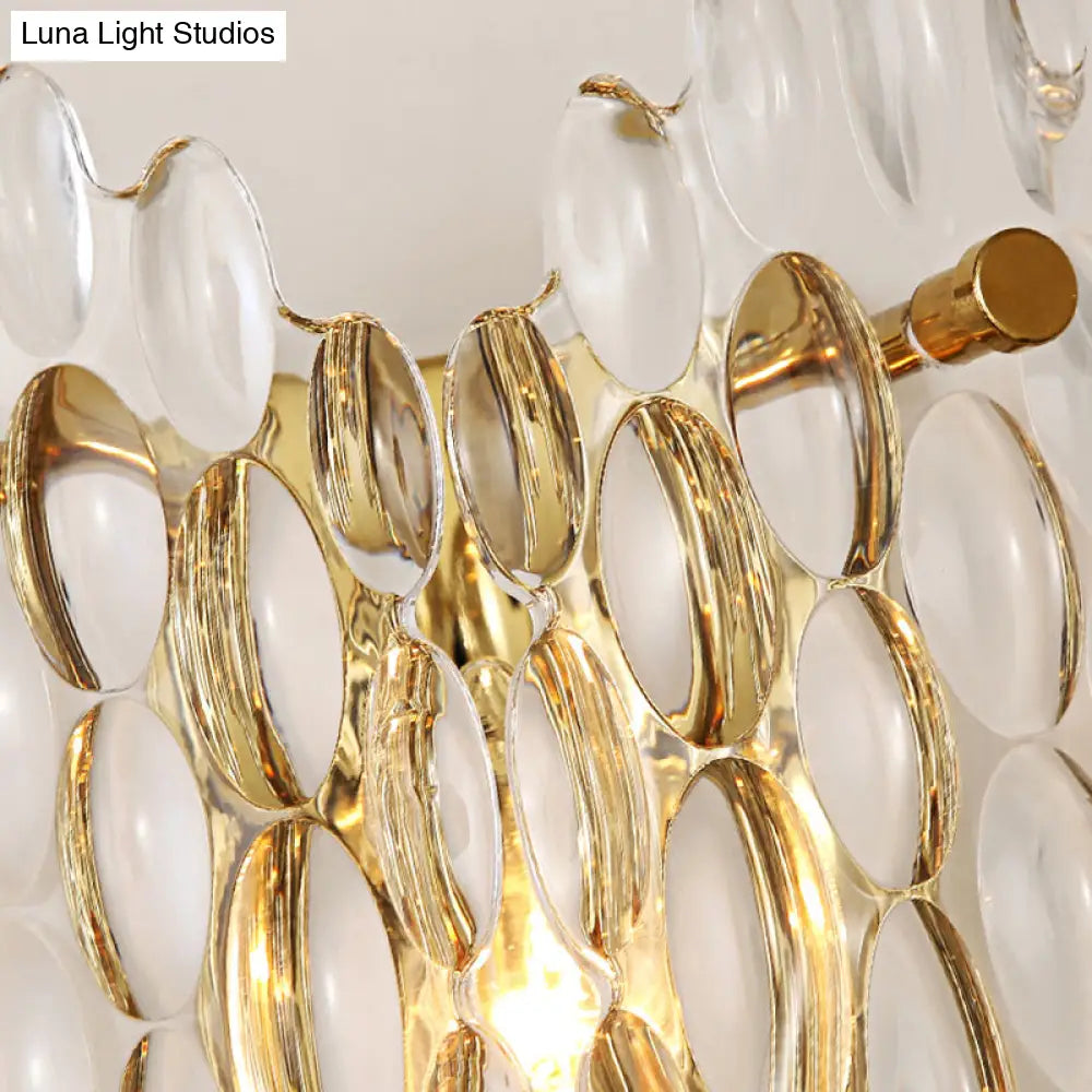 DecorBites™ Contemporary Gold Wall Lamp with Clear Crystal, Oval Shape & 1 Bulb, Perfect for Hallways