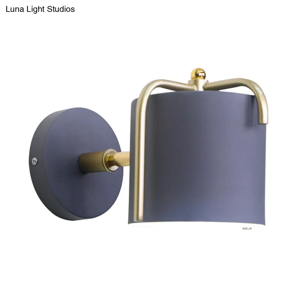 DecorBites™ Contemporary Green/Grey Sconce with Tube Metal Shade for Bedroom Wall Lighting