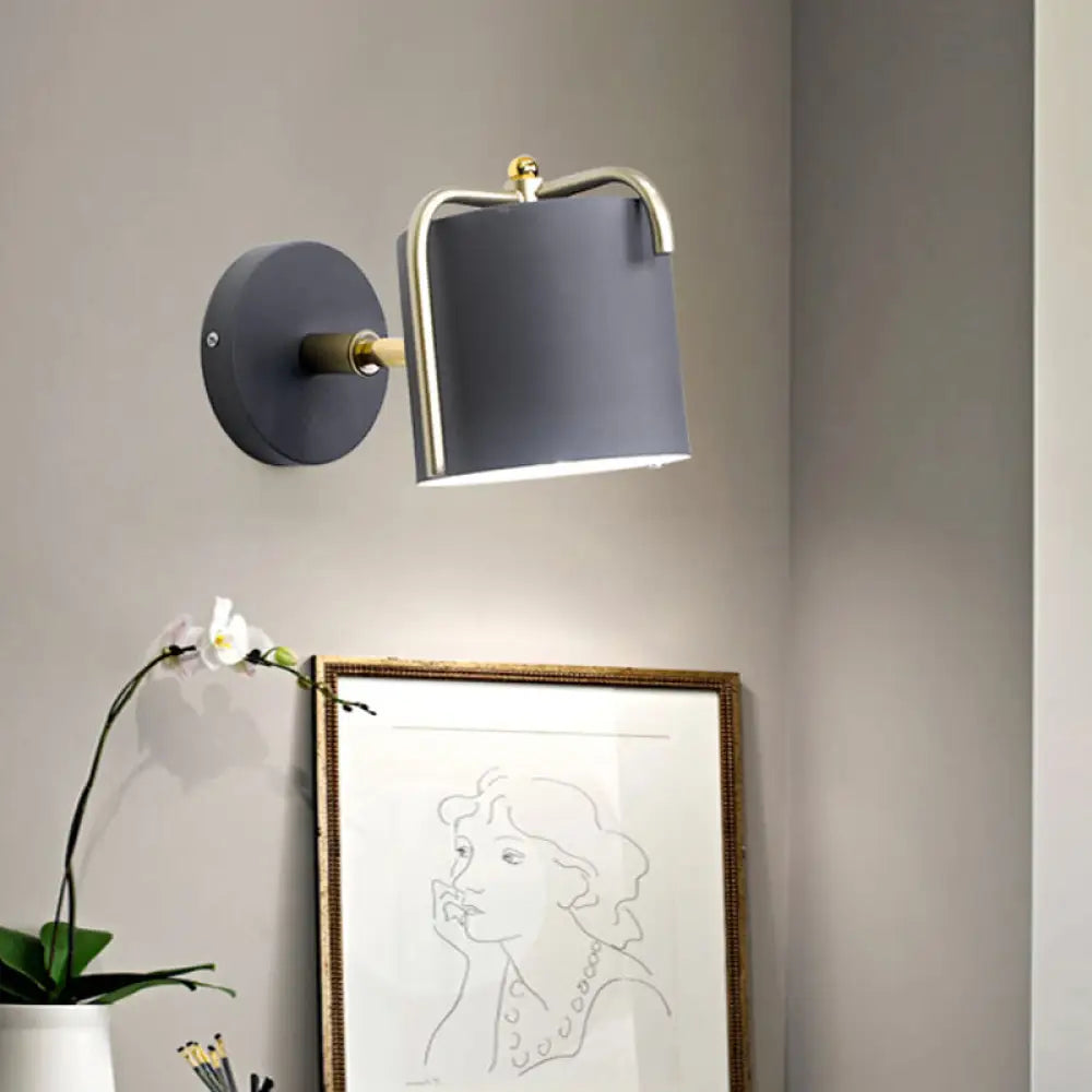 DecorBites™ Contemporary Green/Grey Sconce with Tube Metal Shade for Bedroom Wall Lighting
