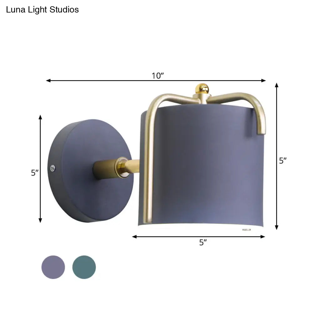 DecorBites™ Contemporary Green/Grey Sconce with Tube Metal Shade for Bedroom Wall Lighting