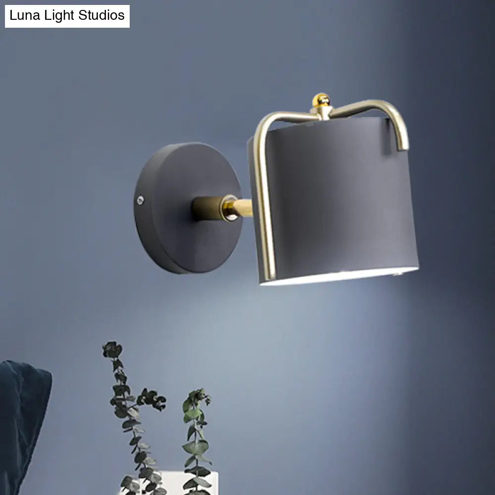 DecorBites™ Contemporary Green/Grey Sconce with Tube Metal Shade for Bedroom Wall Lighting