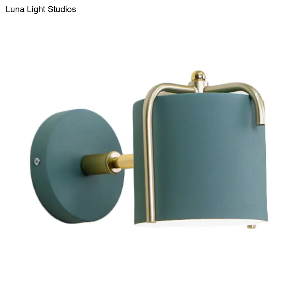 DecorBites™ Contemporary Green/Grey Sconce with Tube Metal Shade for Bedroom Wall Lighting