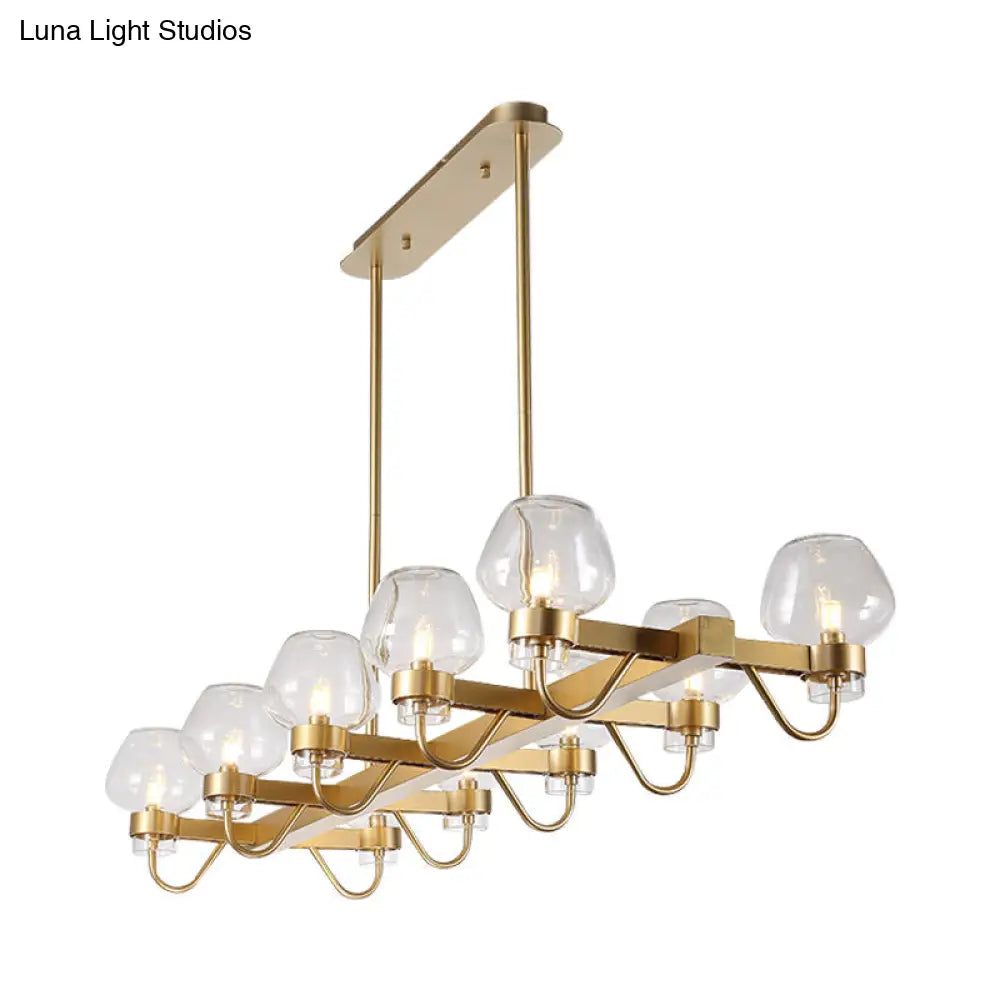 DecorBites™ Contemporary Island Lamp: 10 Glass Bulbs in Clear/Amber/Smoke Suspended Fixture - Black/Brass for Bedroom