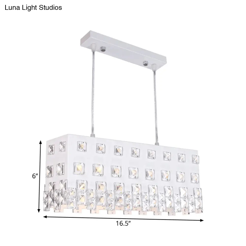 DecorBites™ Contemporary Ivory Chandelier - Metal Pendant Light with Crystal Accents (2 Lights)
