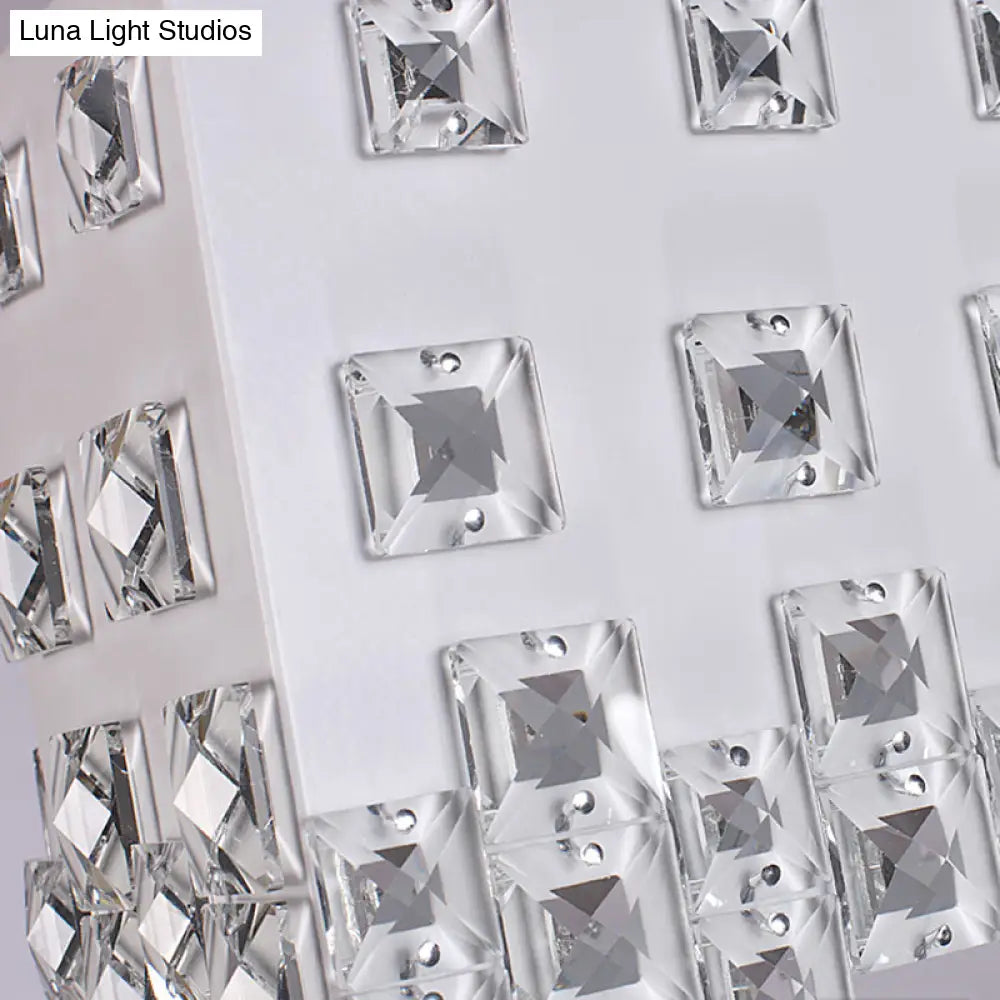 DecorBites™ Contemporary Ivory Chandelier - Metal Pendant Light with Crystal Accents (2 Lights)