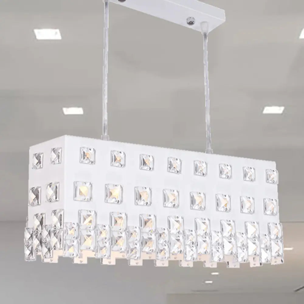 DecorBites™ Contemporary Ivory Chandelier - Metal Pendant Light with Crystal Accents (2 Lights)
